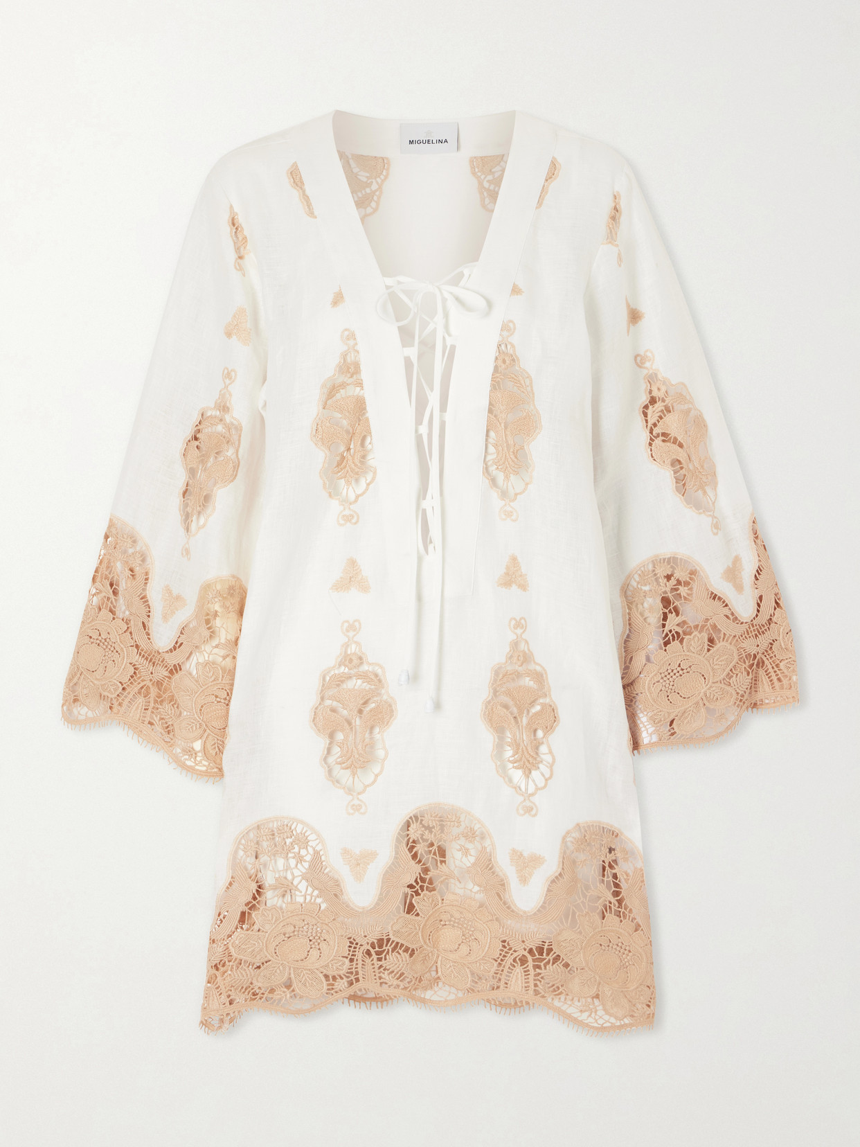 Miguelina Sonnet Broderie Anglaise Linen Coverup In White