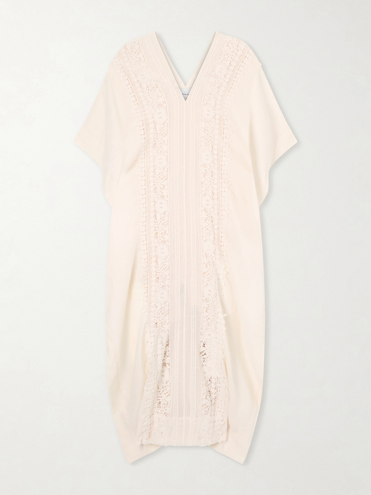 Miguelina Brea Floral-embroidered Linen Coverup In Neutral