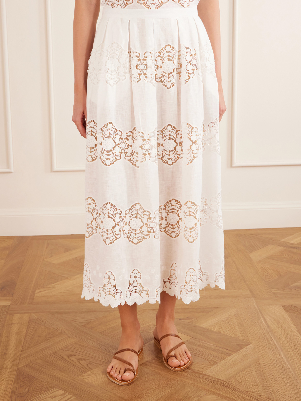 Carissa Embroidered Cotton And Linen-Blend Midi