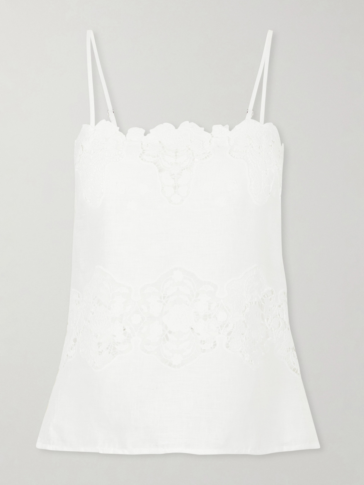 Miguelina Olympia Embroidered Linen And Cotton-blend Camisole In White
