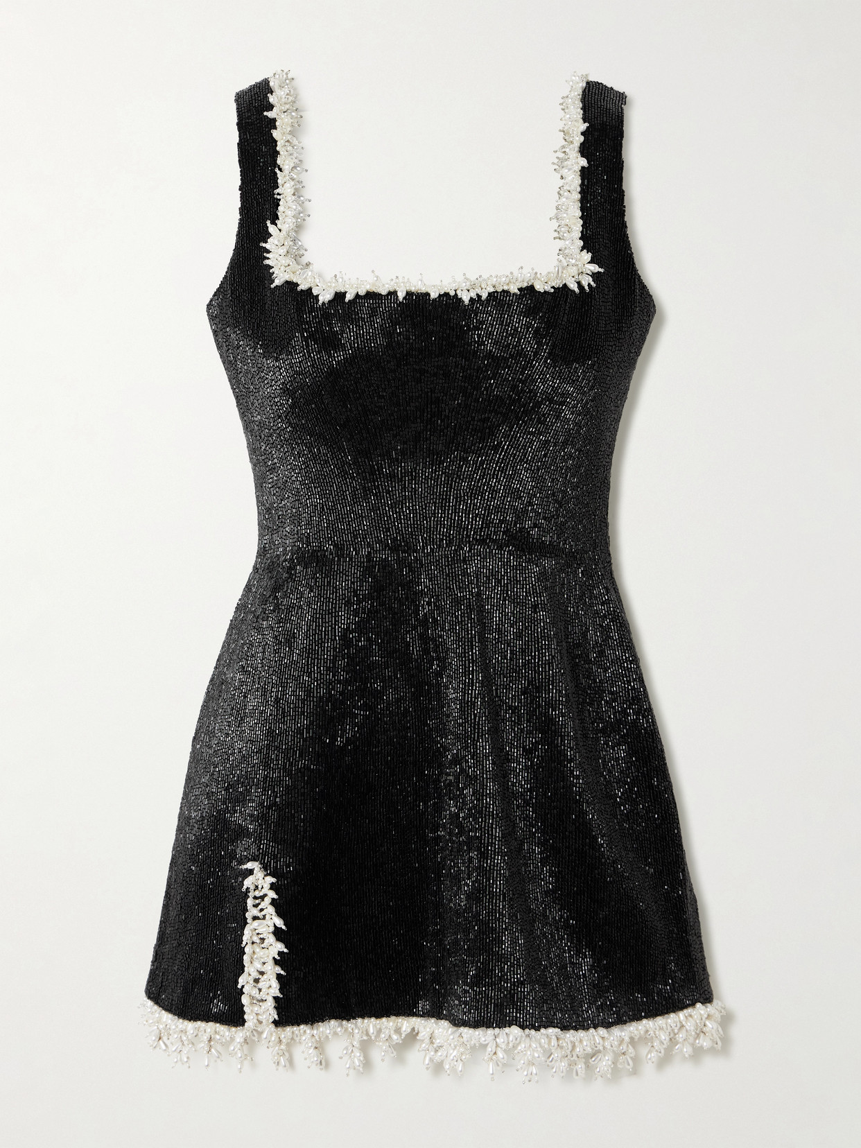 Clio Peppiatt Margot Embellished Satin Mini Dress In Black