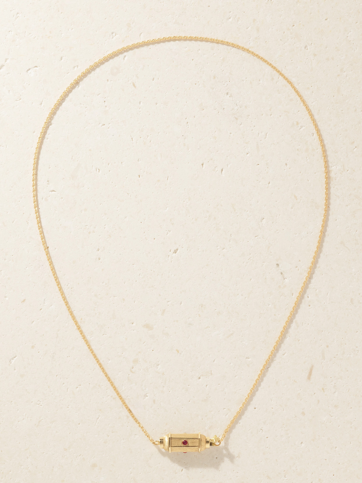 Marie Lichtenberg Micro Coco Locket 18-karat Gold Ruby Necklace In Brown