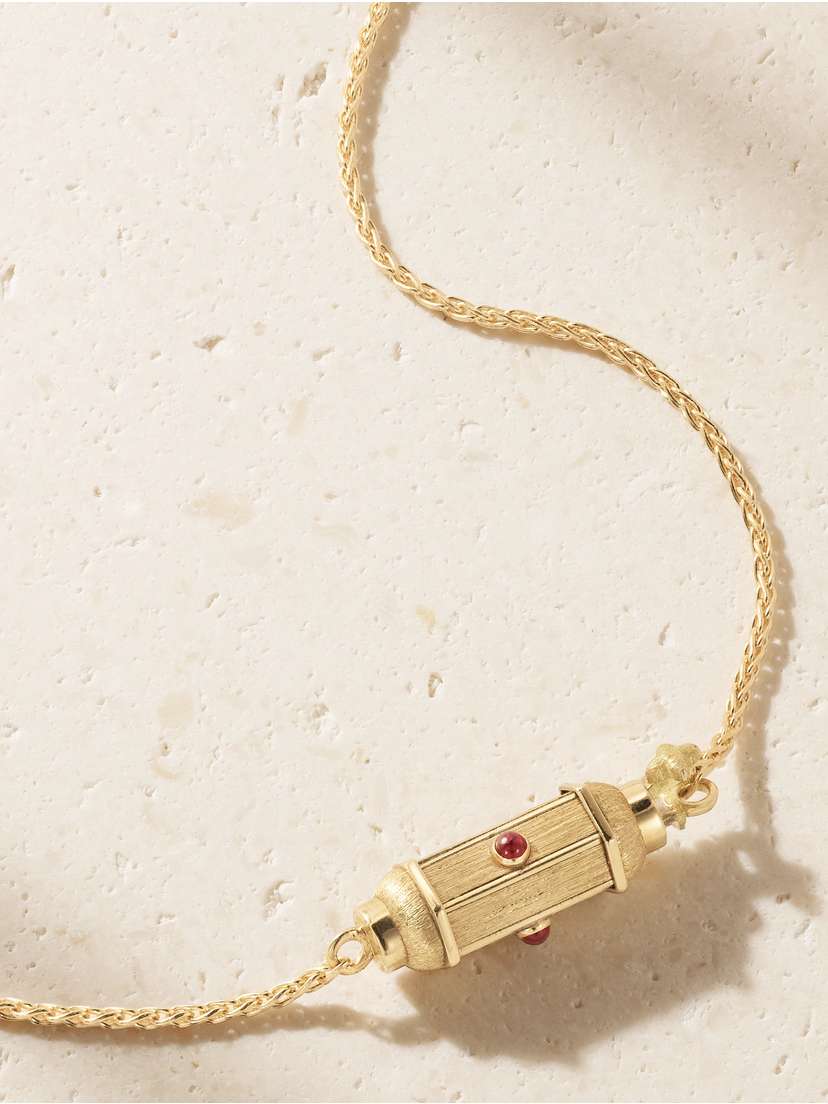 Marie Lichtenberg Micro Coco Locket 18-karat Gold Ruby Necklace