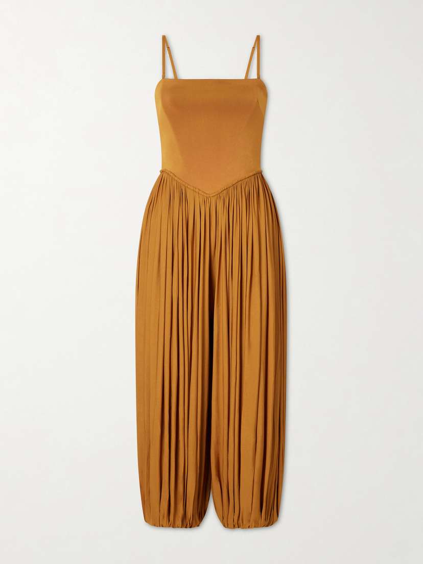 Zimmermann Luna Cropped Pleated Jersey Jumpsuit