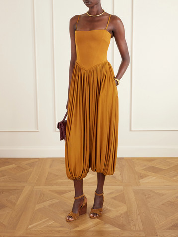 Zimmermann Luna cropped pleated jersey jumpsuit