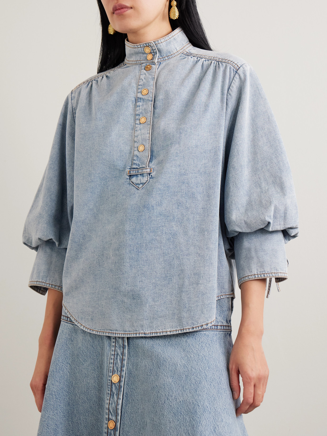 Zimmermann Kindred Spirit Denim Pullover Top In Blue