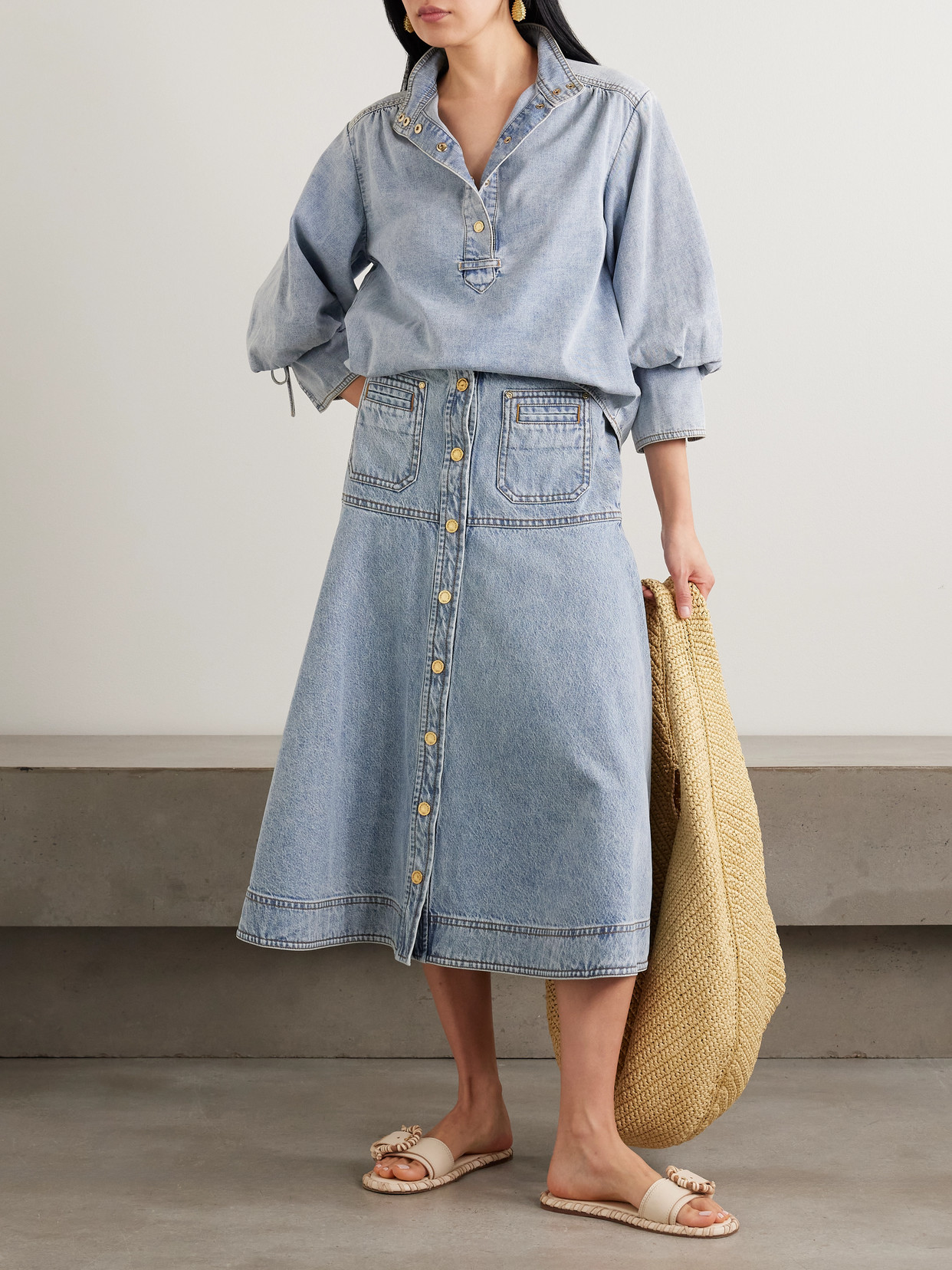 Zimmermann Kindred Spirit Denim Pullover Top In Blue