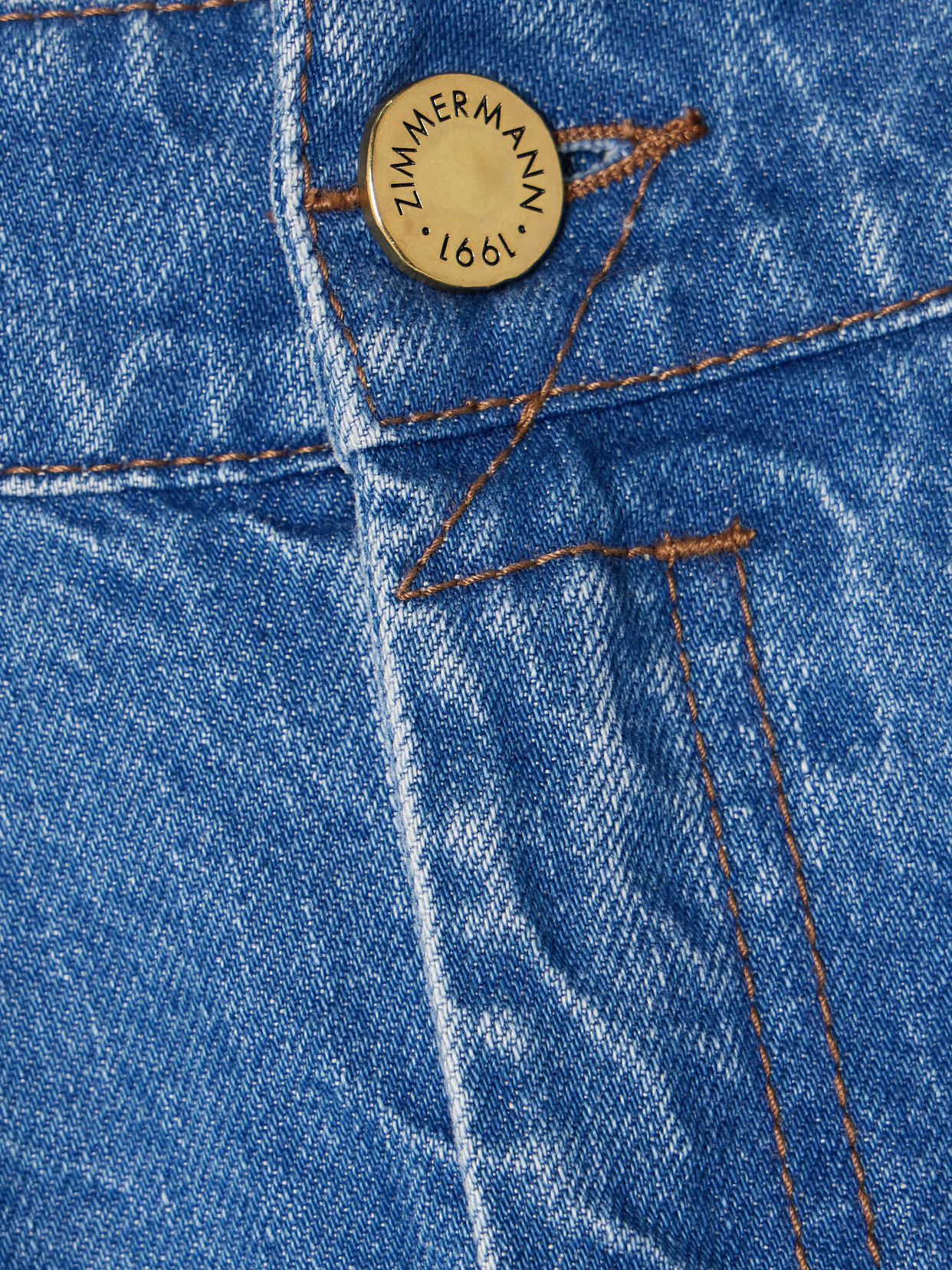 Zimmermann Pleated Denim Shorts With Cuff In Multi
