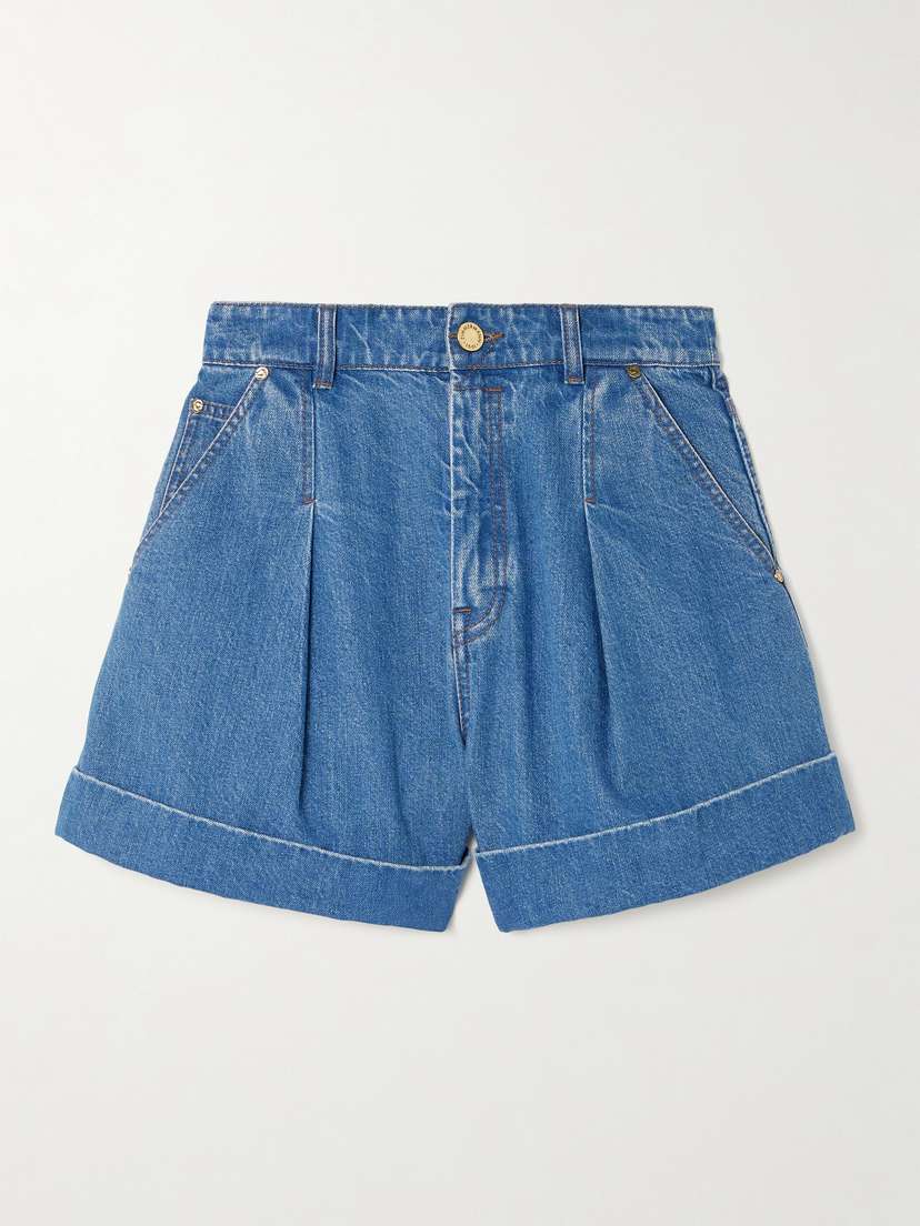 Zimmermann Pleated Denim Shorts