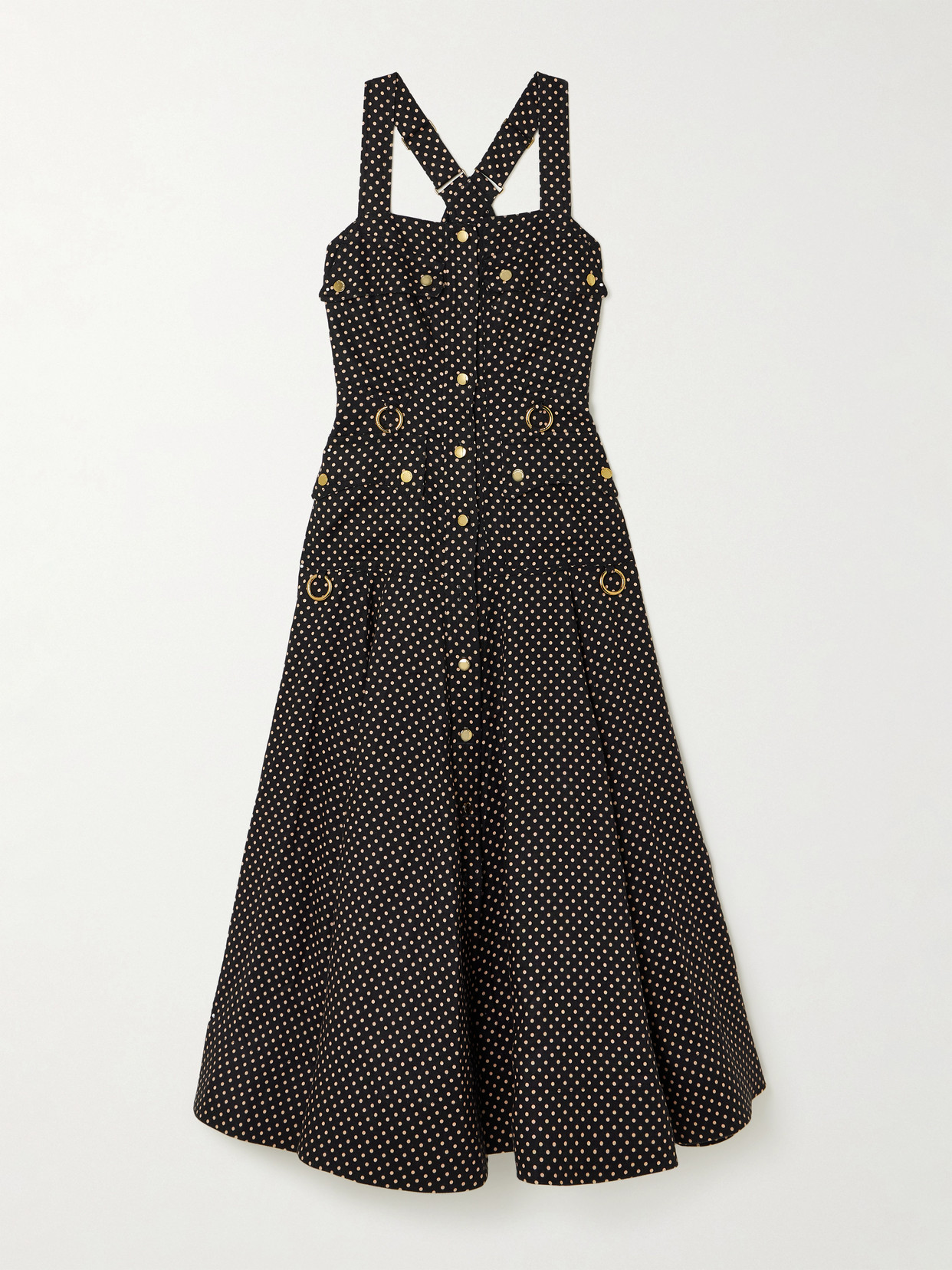 Zimmermann Luna Embellished Linen Midi Dress In Black