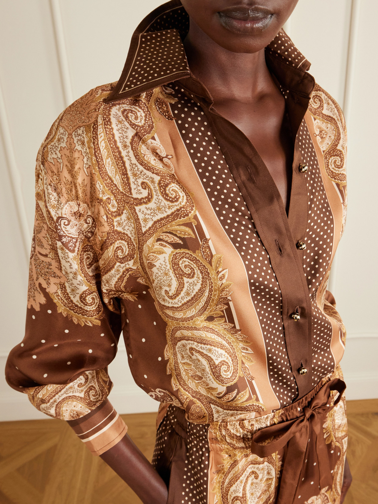 Luna Printed Silk-Twill Shirt