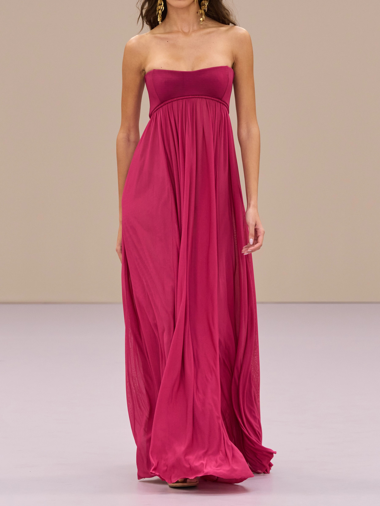 Zimmermann Strapless Gathered Jersey Gown In Burgundy