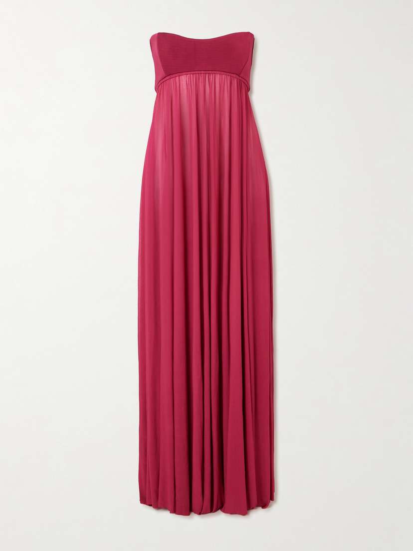 Zimmermann Strapless Gathered Jersey Gown