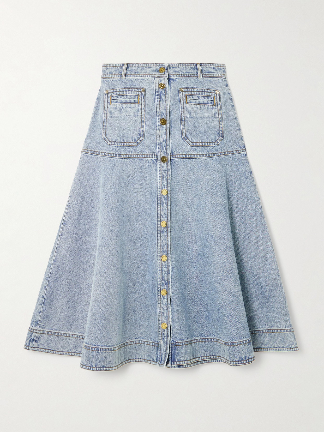 Zimmermann Denim Midi Skirt In Blue