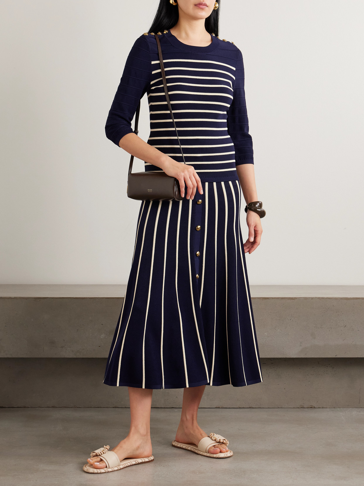 Luna Button-Detailed Striped Sweater