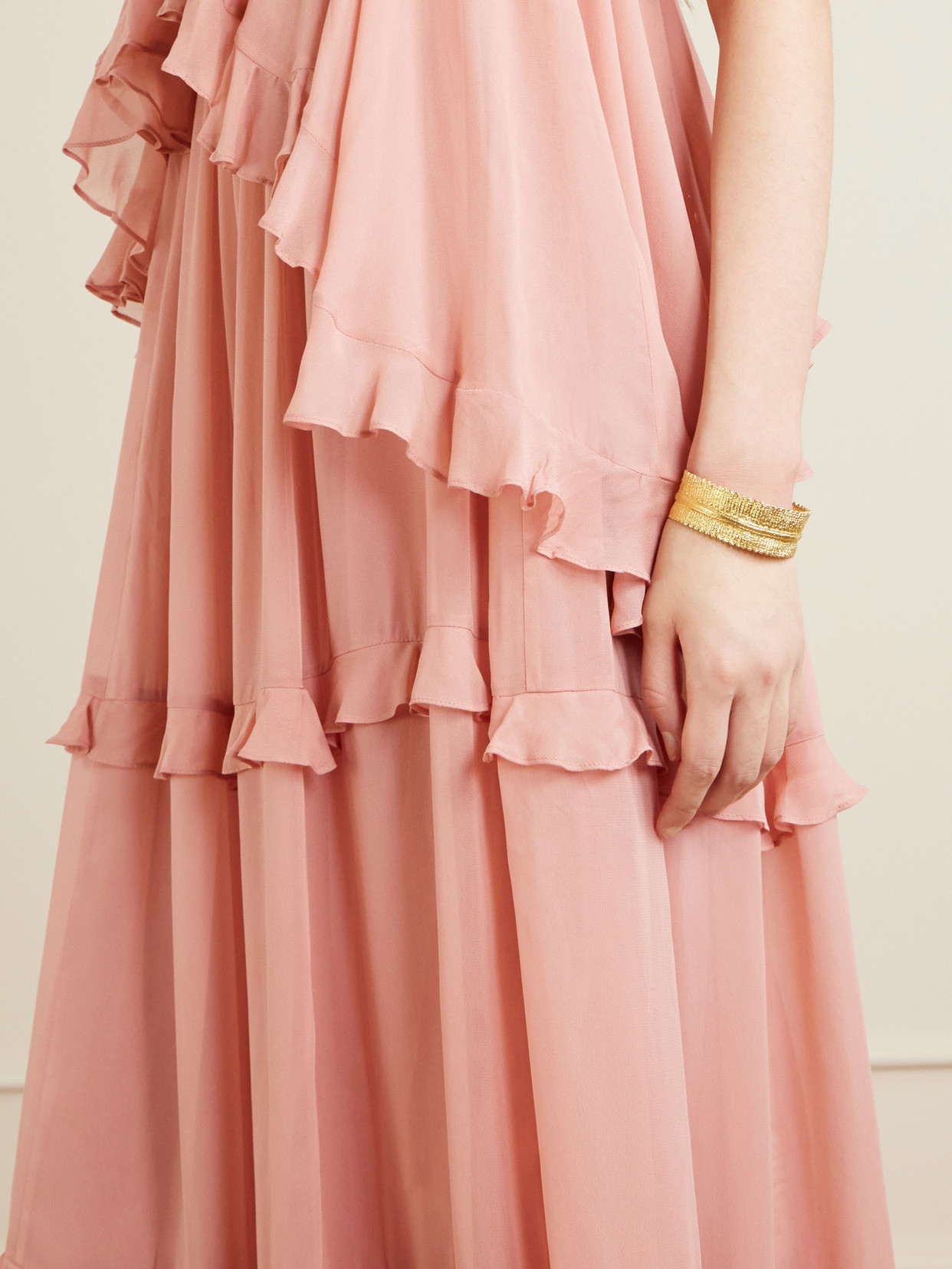 Zimmermann Luna Ruffled Georgette Midi Dress In Pink