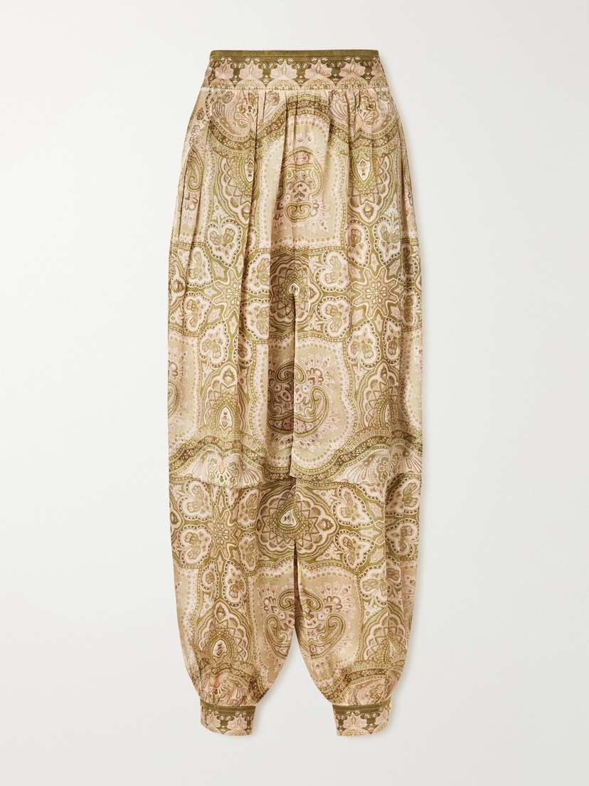 Zimmermann Luna Printed Silk Tapered Pants