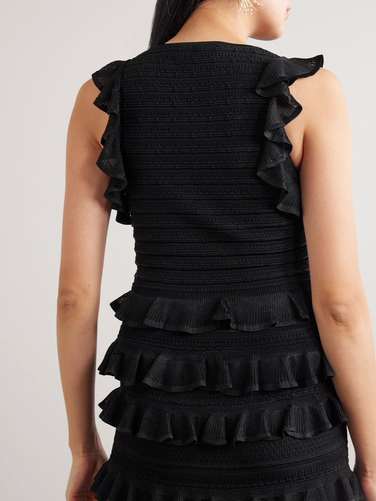 Luna Ruffled Tiered Ribbed-Knit Top