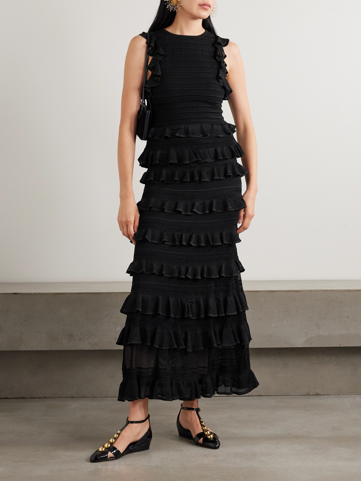 Luna Ruffled Tiered Ribbed-Knit Top