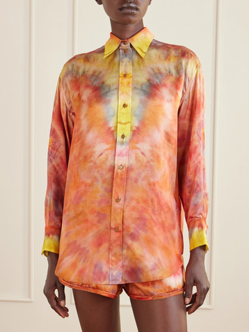 Zimmermann Alchemy tie-dye silk-satin shirt