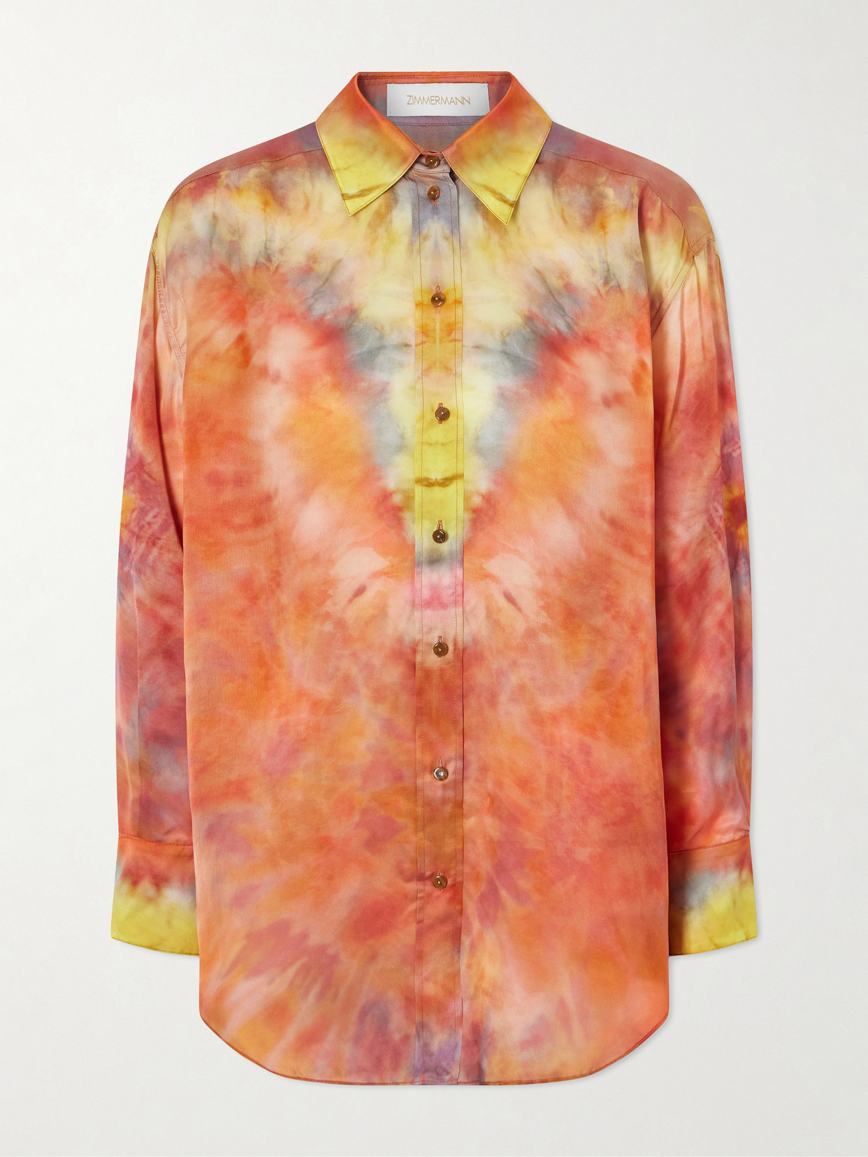 Zimmermann Printed Silk-satin Shirt In Red