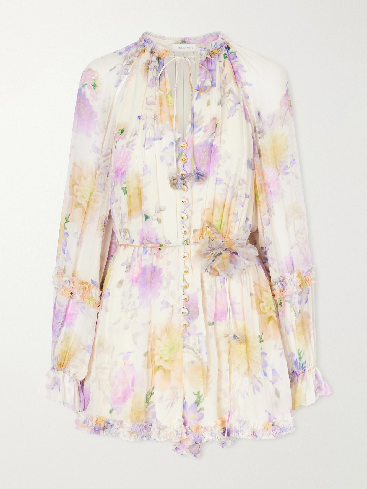 Zimmermann Luna Ruffled Playsuit In White