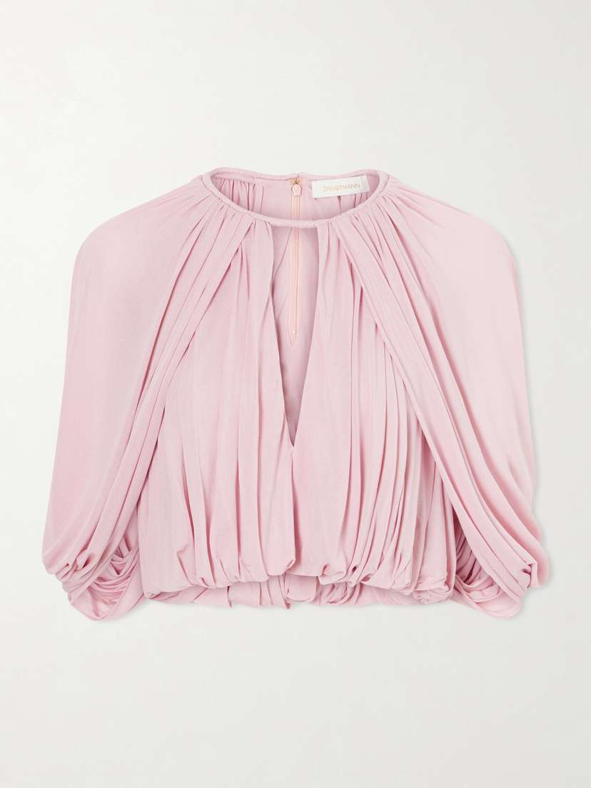Zimmermann Alchemy Cape-effect Draped Crepe Blouse