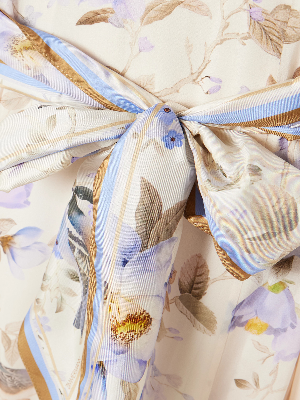 Zimmermann Luna Belted Printed Silk Satin-trimmed Chiffon Maxi Dress In Multi