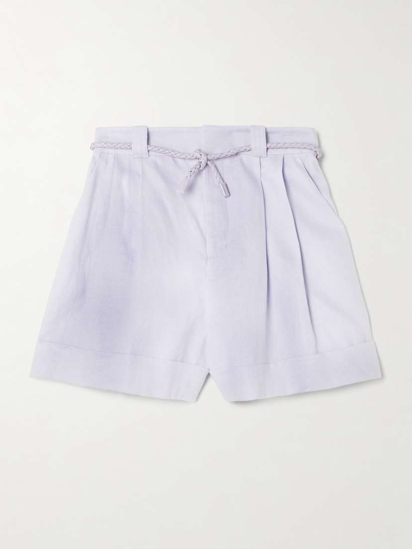 Zimmermann Luna Belted Linen Shorts