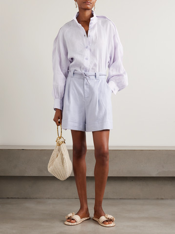 Zimmermann Luna belted linen shorts
