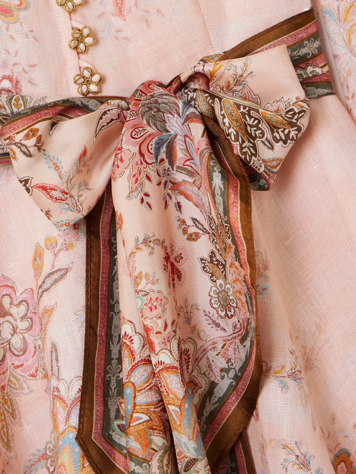 Zimmermann Womens Pink Paisley Alchemy Belted Floral-print Linen Mini Dress In Pink