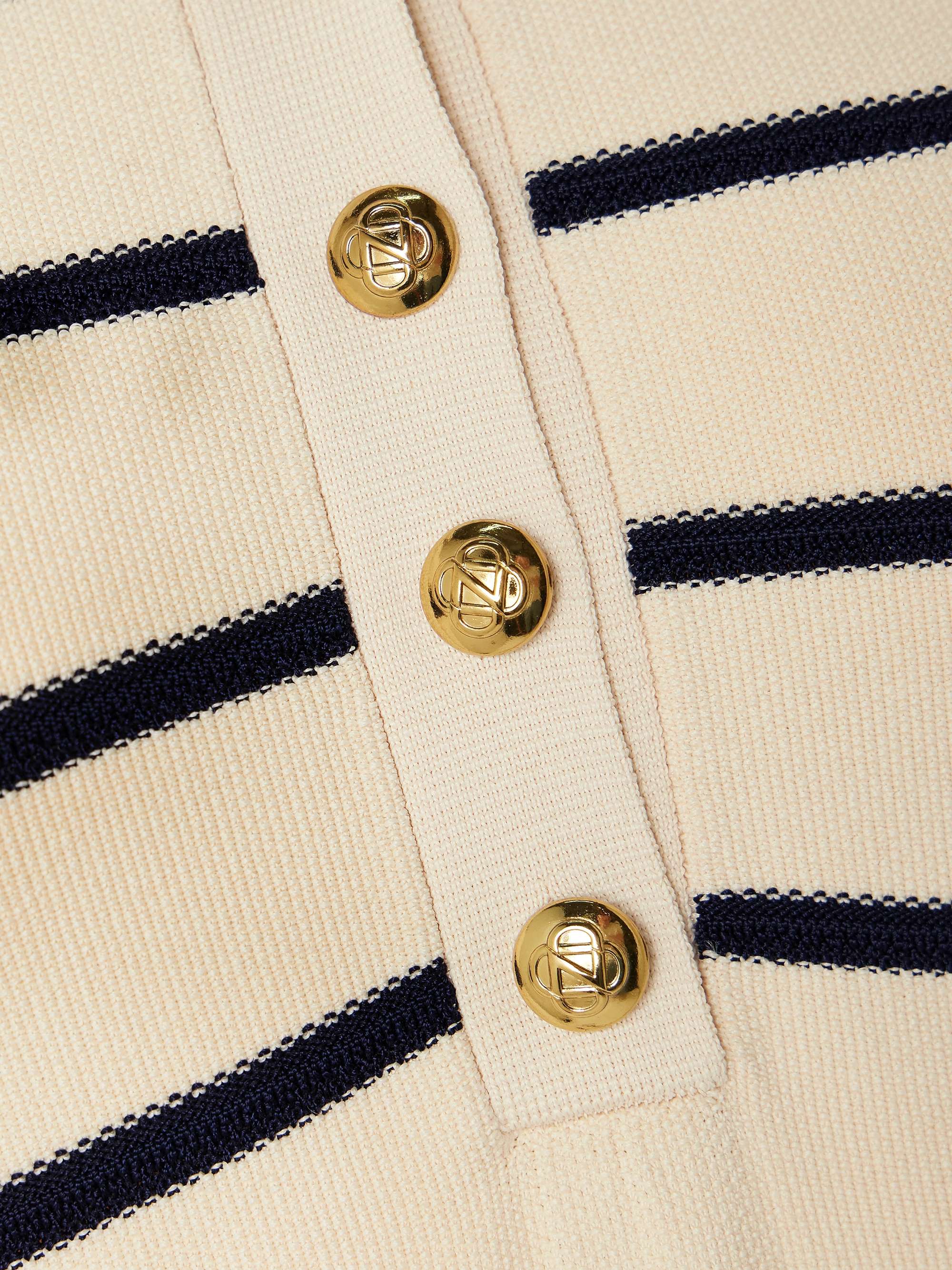 ZIMMERMANN Luna Striped Polo Mini Dress | Cream/Navy | Size 1