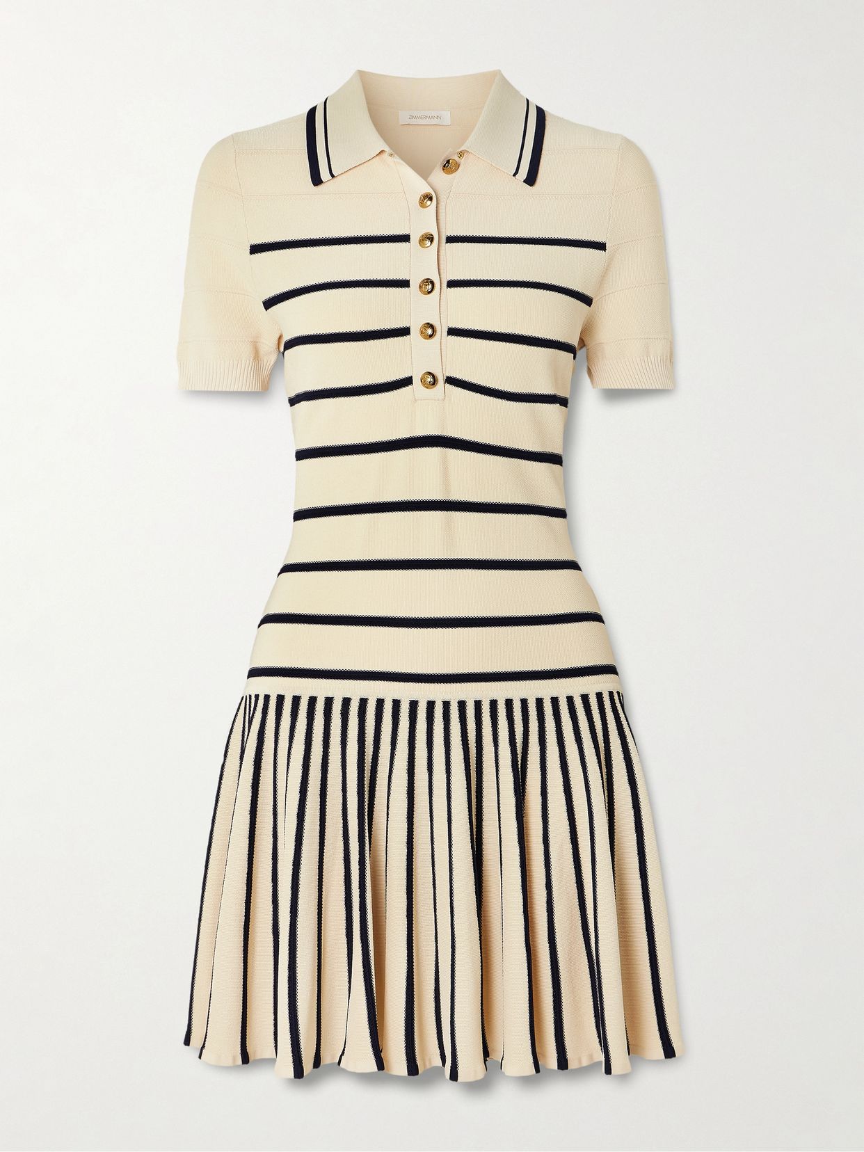 Luna pleated striped ribbed-knit mini dress