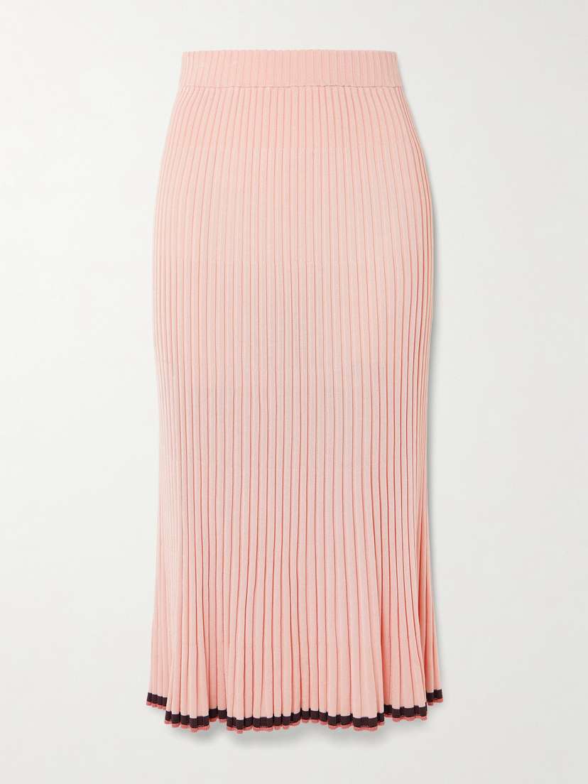 Zimmermann Pleated Ribbed-knit Midi Skirt