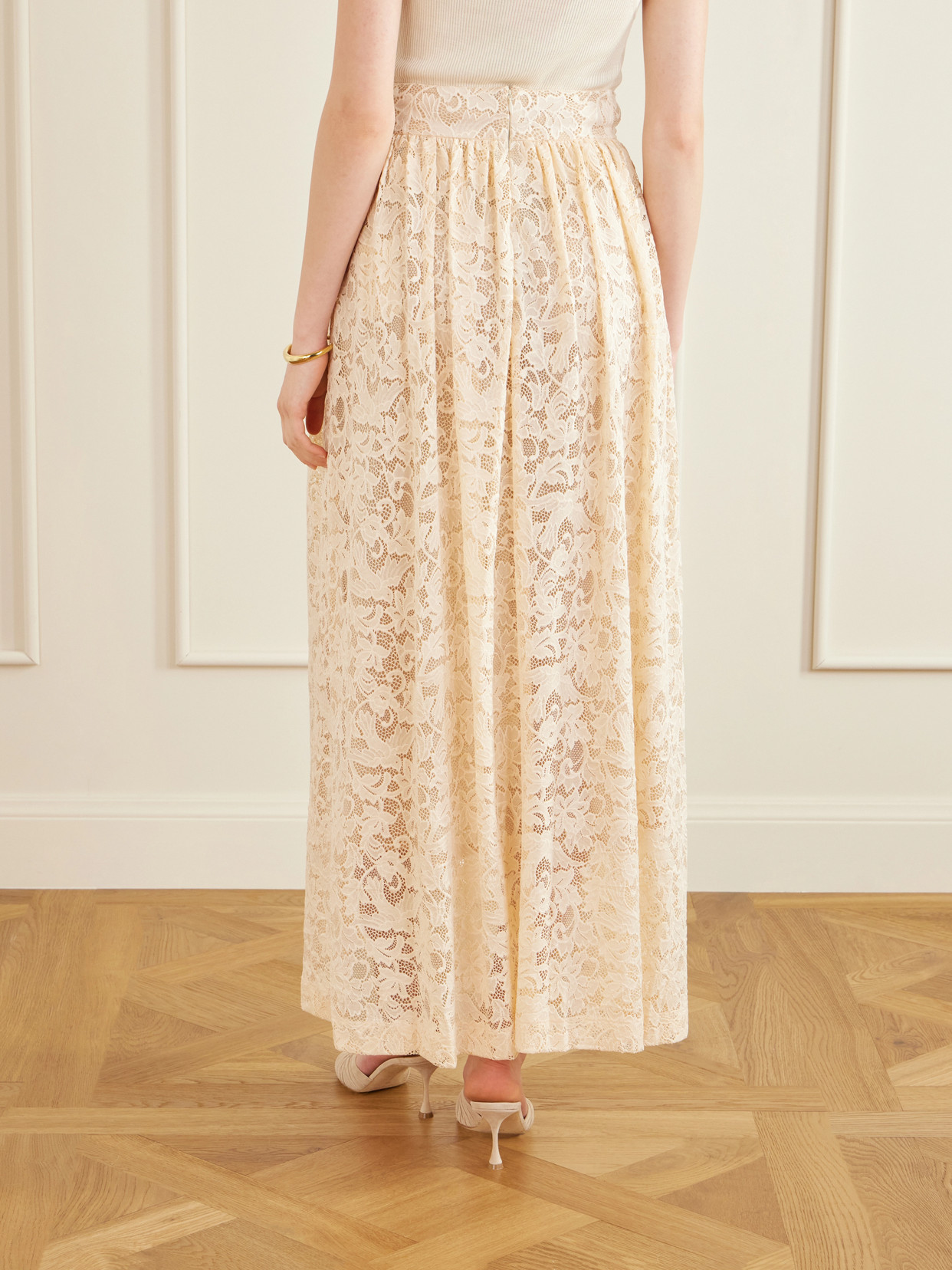 Pleated Lace Midi