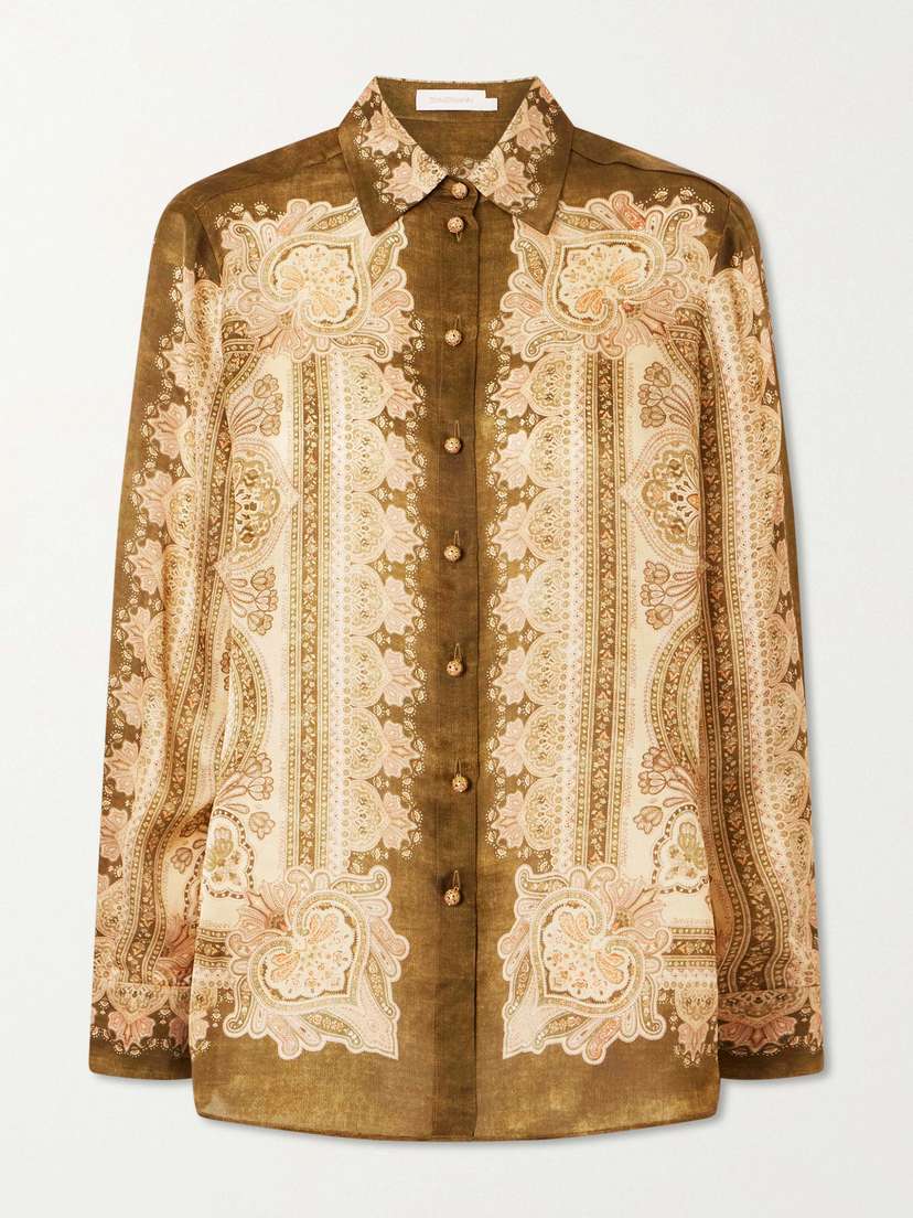 Zimmermann Luna Printed Silk-satin Shirt