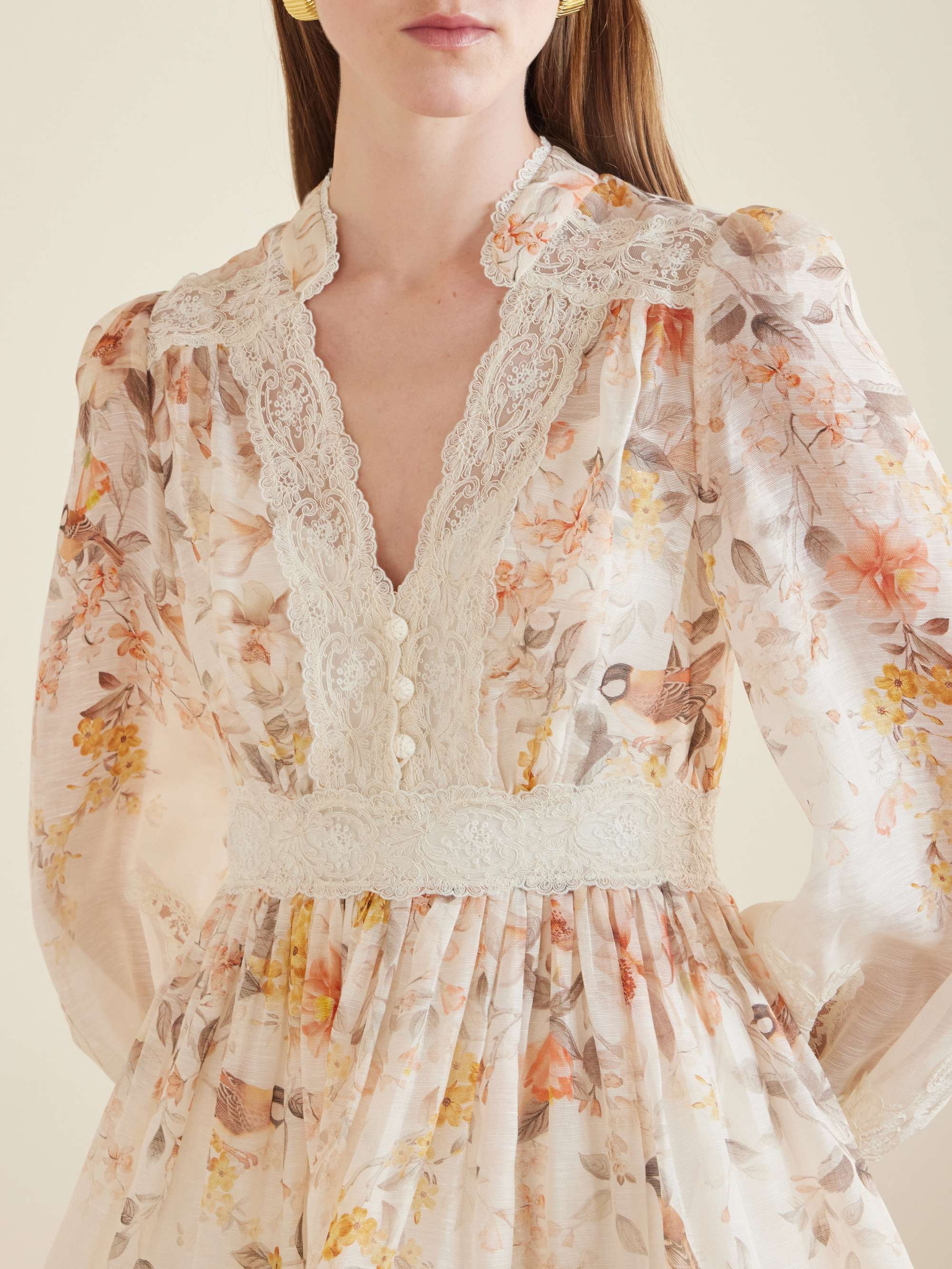 ZIMMERMANN Luna lace-trimmed linen and cotton-blend mini dress