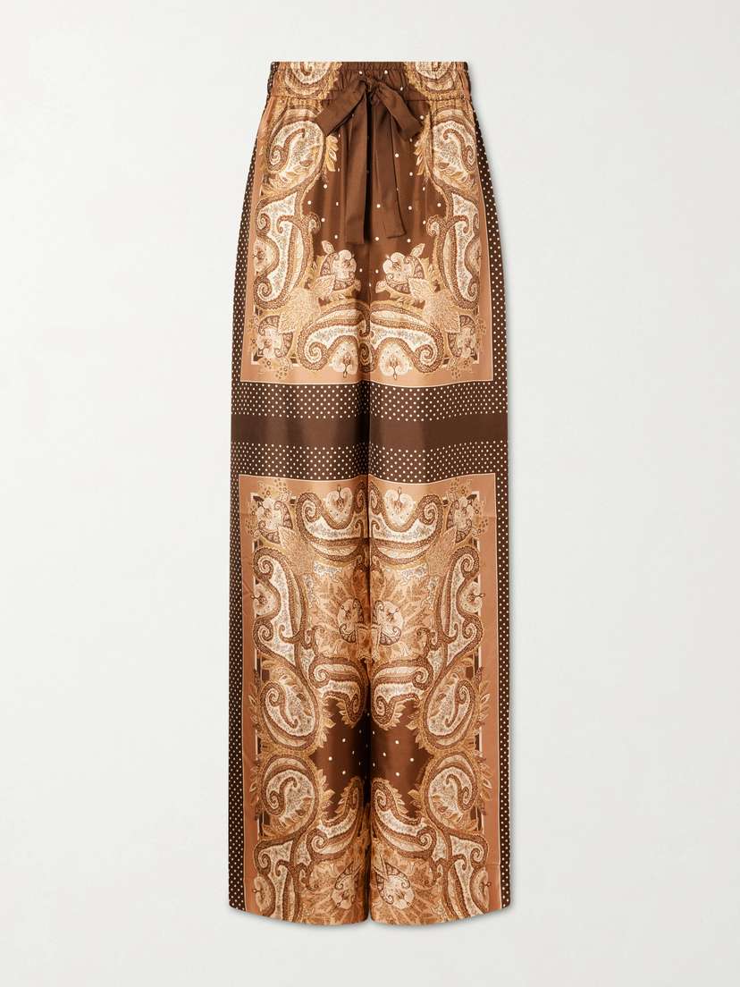 Zimmermann Luna Printed Silk-twill Straight-leg Pants