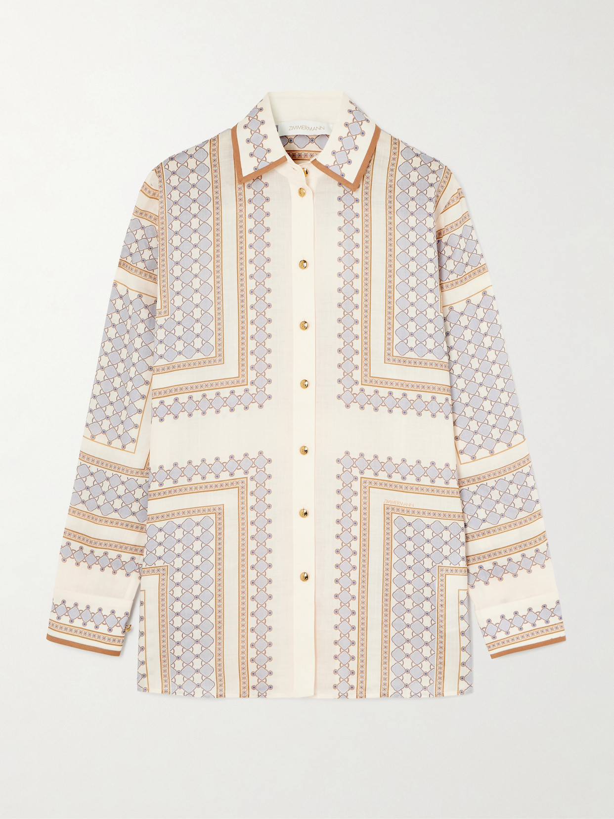 Zimmermann Printed Ramie Shirt In White