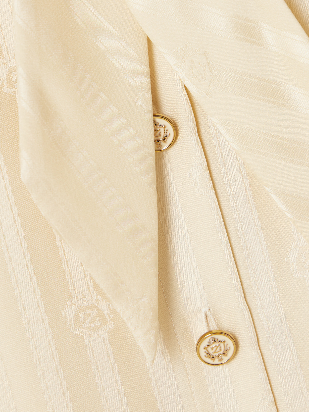 Luna Pussy-Bow Silk-Jacquard Shirt