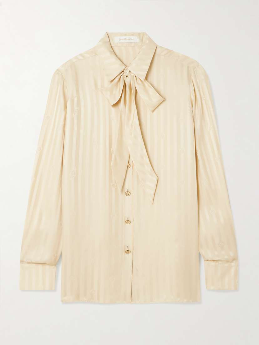 Zimmermann Luna Pussy-bow Silk-jacquard Shirt