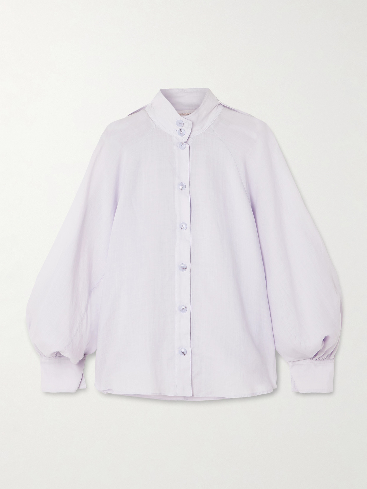 Zimmermann Billow Ramie Blouse In Purple