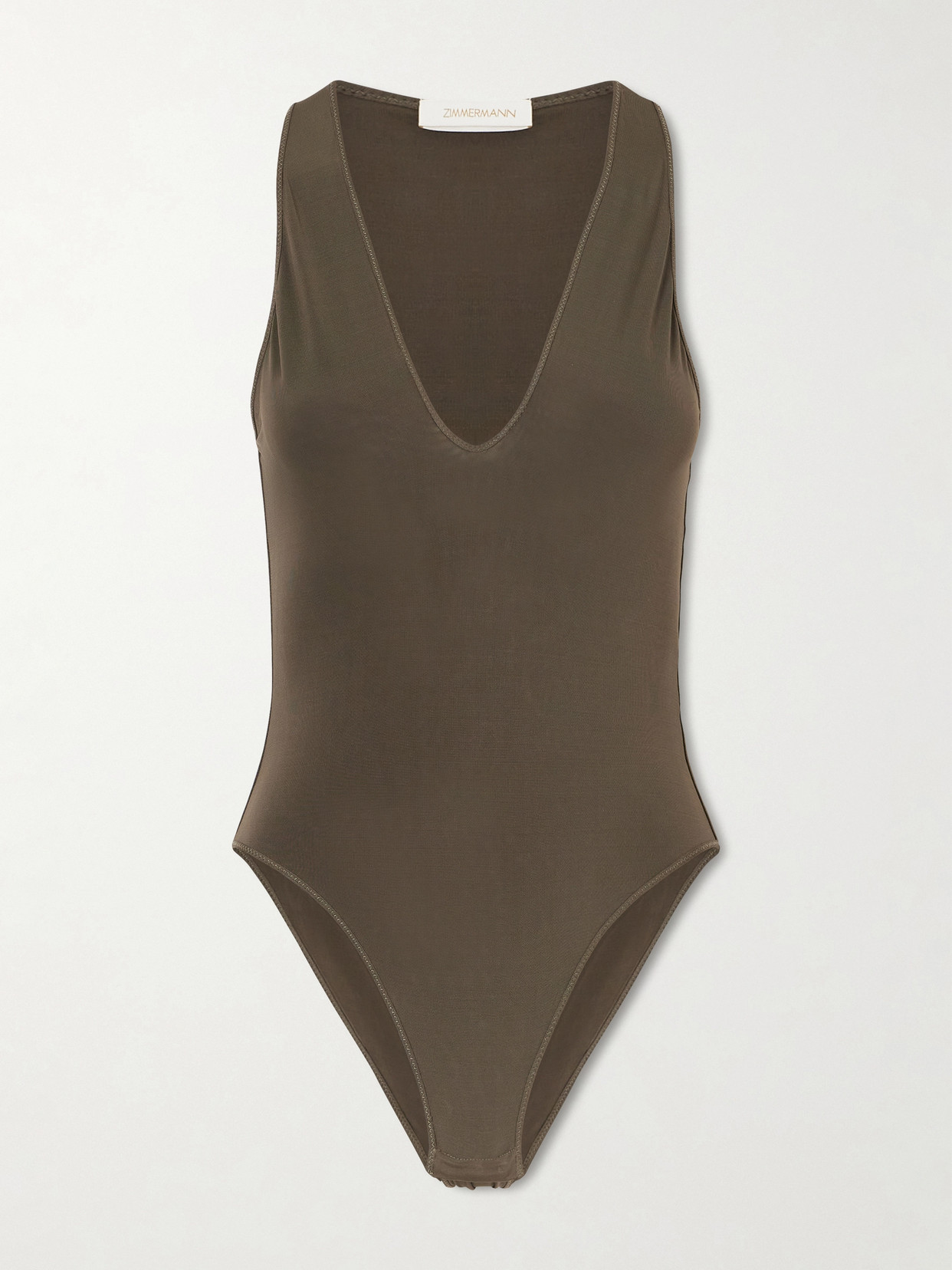 Zimmermann Stretch-jersey Bodysuit In Brown