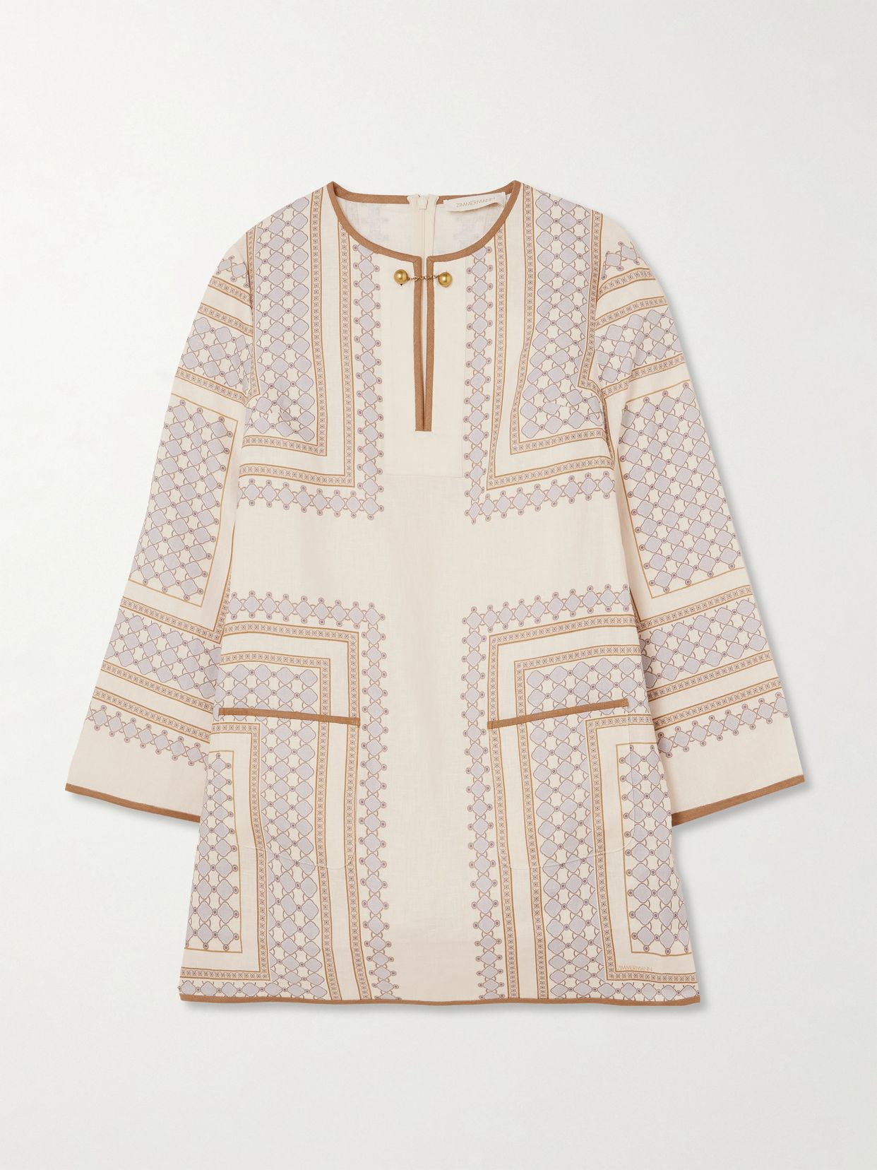 Printed linen mini dress