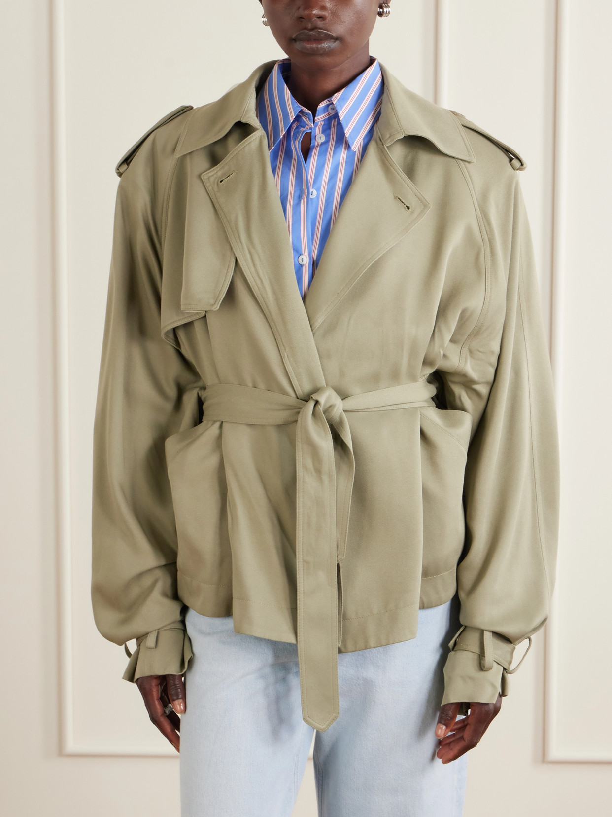 Elva Belted Twill Trench Coat