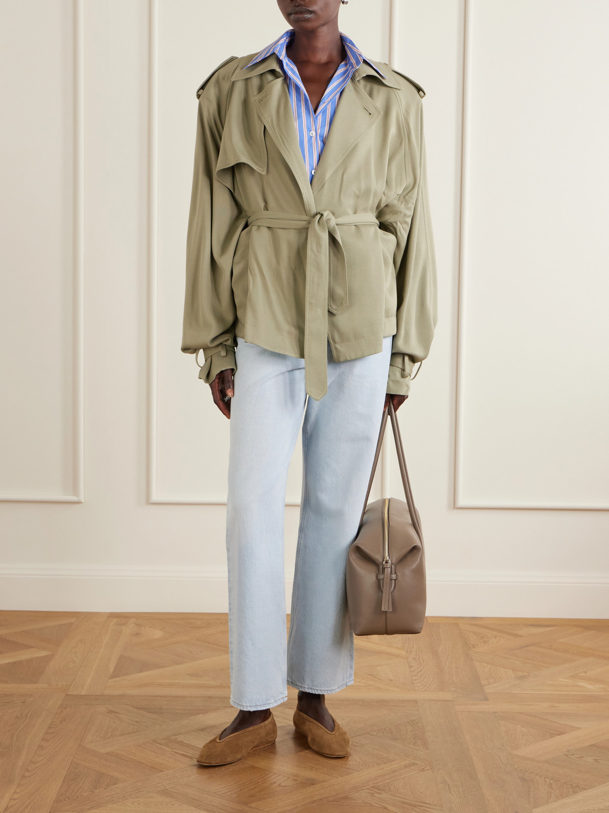 Elva Belted Twill Trench Coat