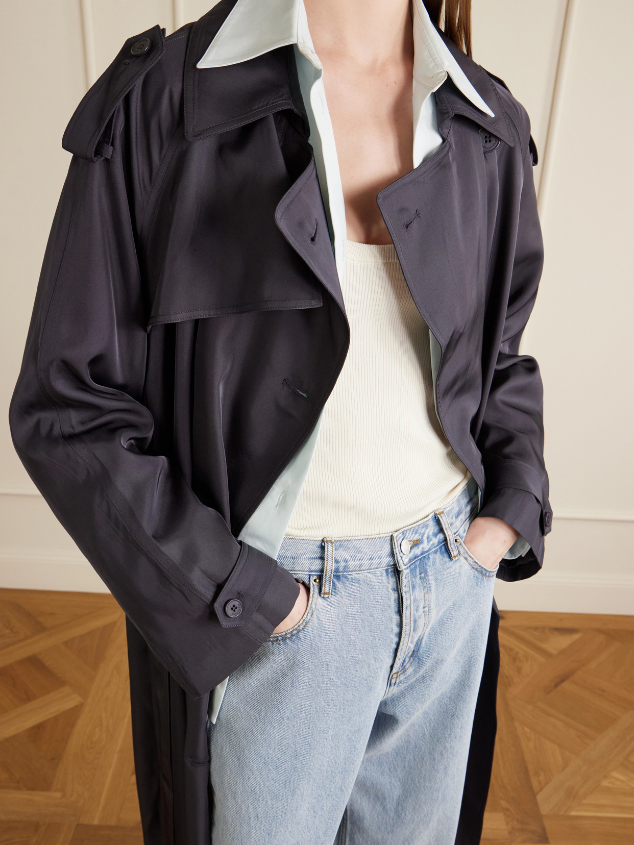 Veyron Double-Breasted Belted Twill Trench Coat