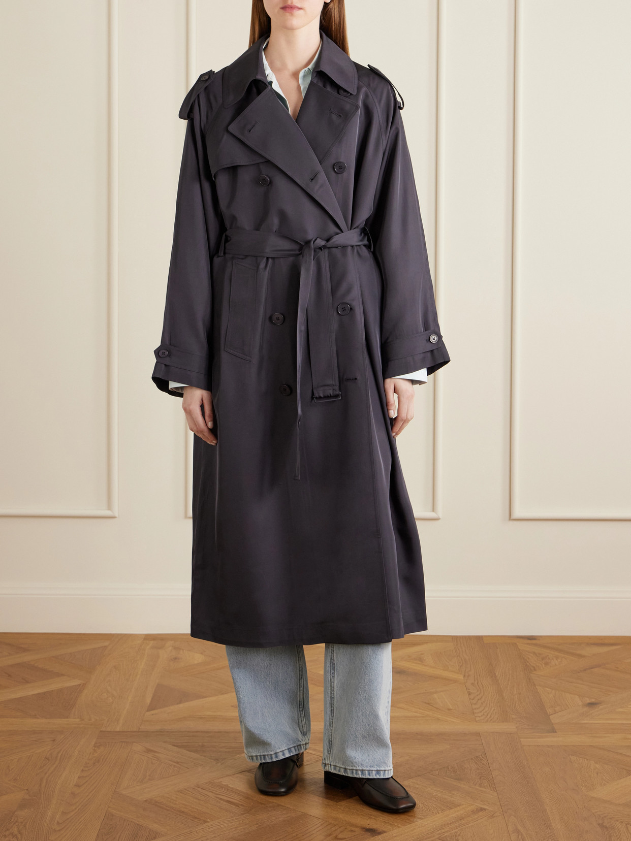 Veyron Double-Breasted Belted Twill Trench Coat