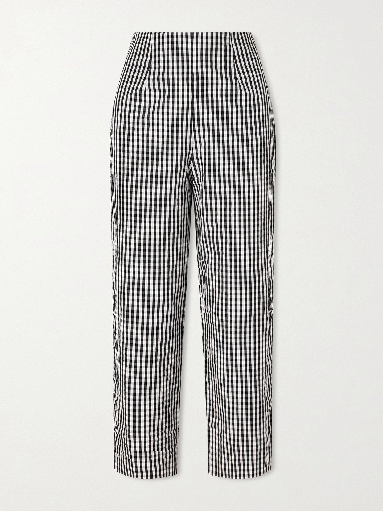 Faithfull Claudine Checked Cotton Straight-leg Capri Pants In Black