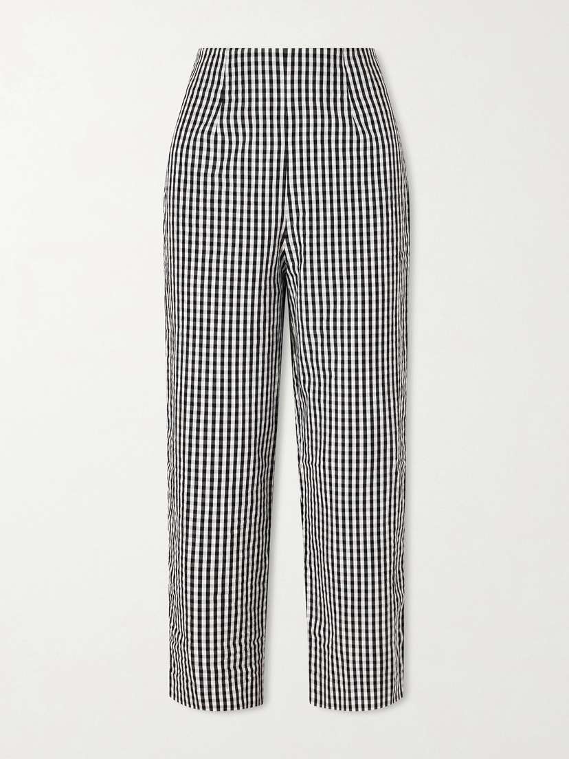 Faithfull Claudine Checked Cotton Straight-leg Capri Pants